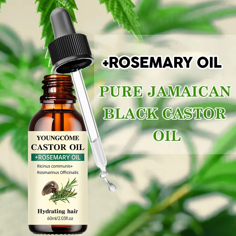 Mix Castor Oil and Rosemary Oil for Hair Growth Enhances hair thickness and Shine, Reduce Hair Loss and Split Ends Hair Care Oil