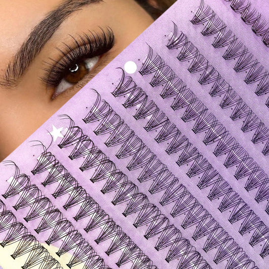 10D DOUBLE Volume False Eyelash Extension Kit [D Curl] 200 Lash Clusters 9-16mm DIY Natural Looking False Flare Lashes for Home