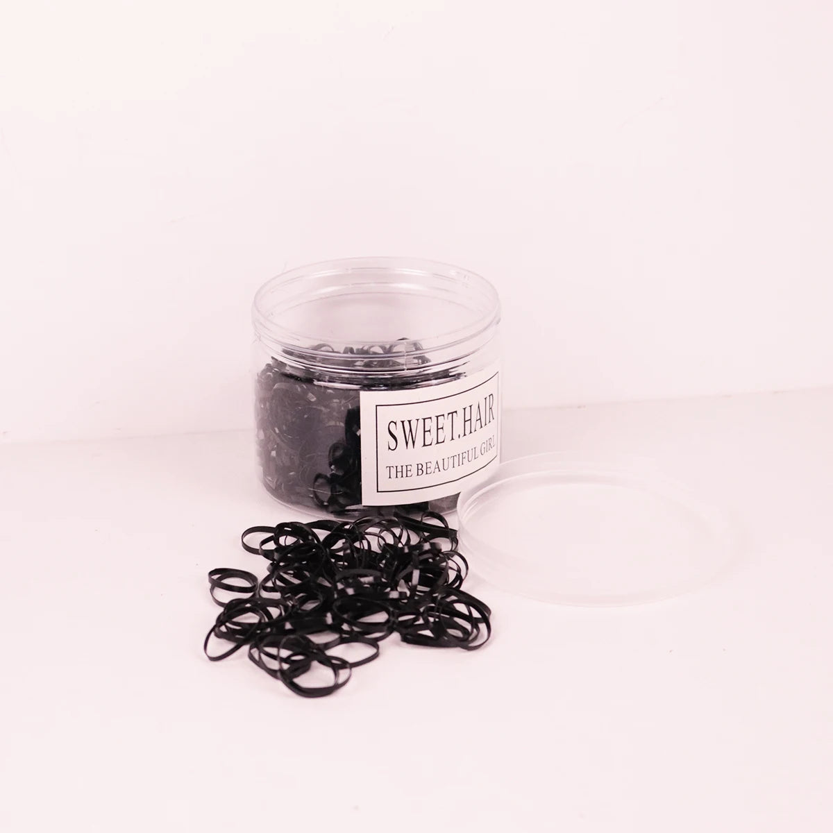 500pcs black elastic rubber bands for hair salon tools with ponytail hairstyle and small braid design Special for real hair wigs