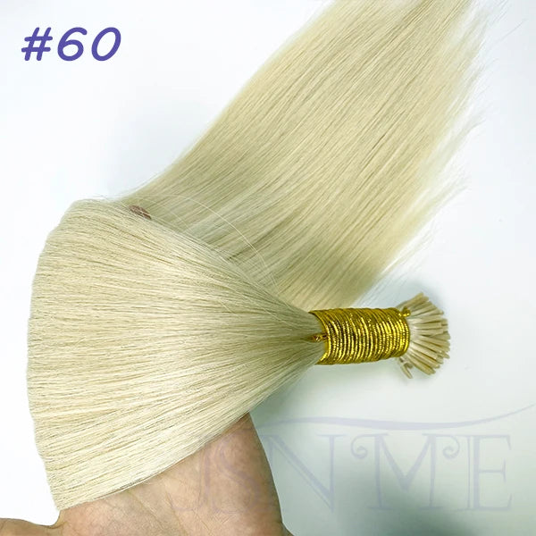 JSNME I Tip Hair Extensions Natural Real Human Fusion Capsule Keratin Hair Extensions Black Brown Blonde 1g/Strand  For Salon