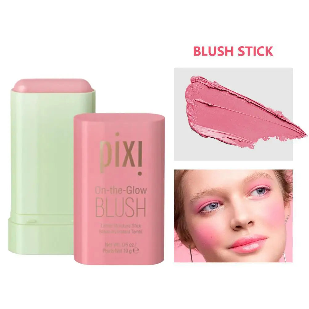 Blush Stick Natural Nude Cream Blush for Cheeks Lips Buildable Solid Blush Formula with Velvet Finish, Easy-Blend Makeup Stick