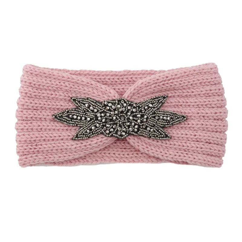 Knitted Rhinestone Butterfly Headband - Fashionable Hair Accessory
