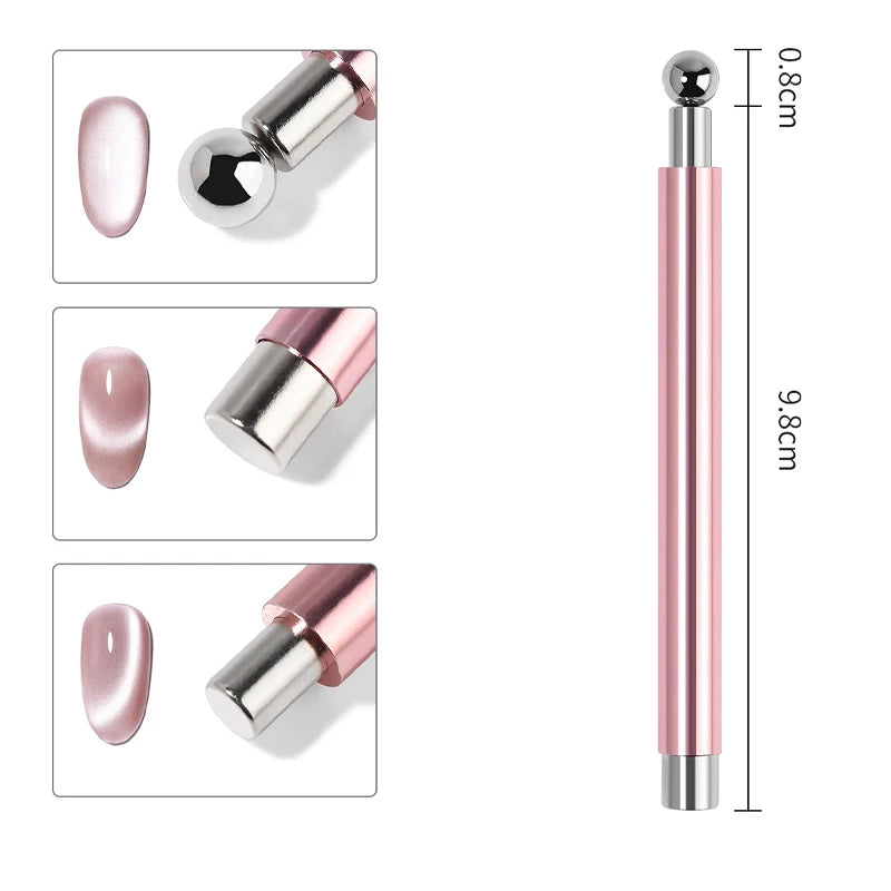 1Pcs 3-In-1 Heart Shape Cat Eye Nail Art Magnet Double Line Moon Snake Pattern French Nail Magnetic Pen Gel Polish Manicure Tool
