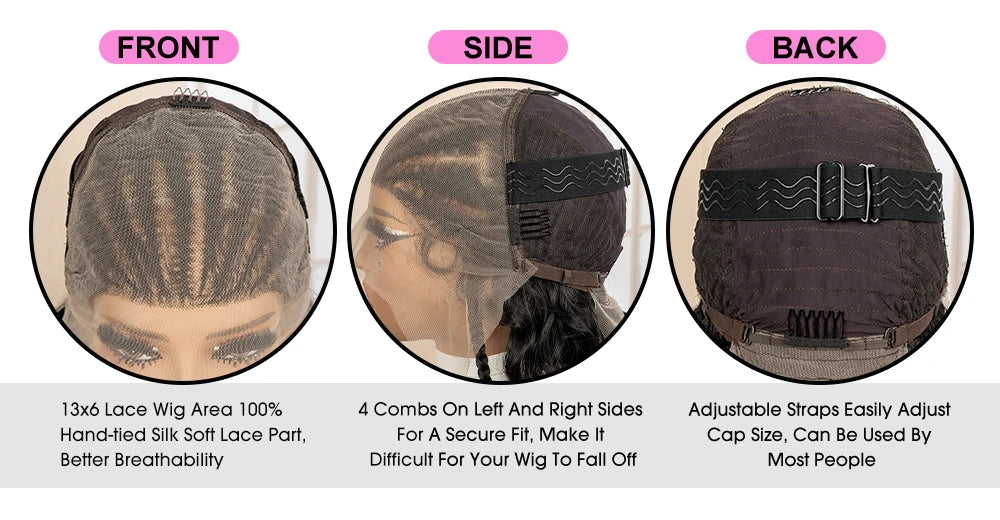 Synthetic Black Hair Wig with Braids for Women 28 Inch Wavy Natural Looking Synthetic Heat Resistant Fiber Wig for Daily Use