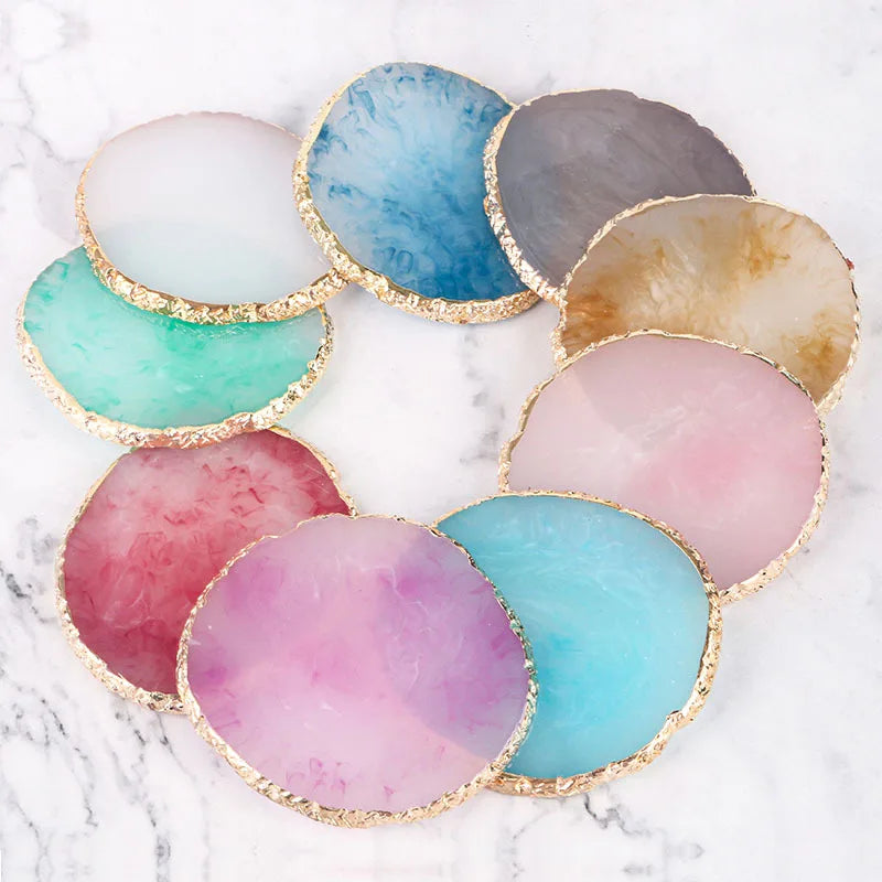 Nail Art Palette False Nail Tips Mixing Color Drawing Pallet Gel Polish Display Shelf Round Resin Agate Stone Manicure Tool