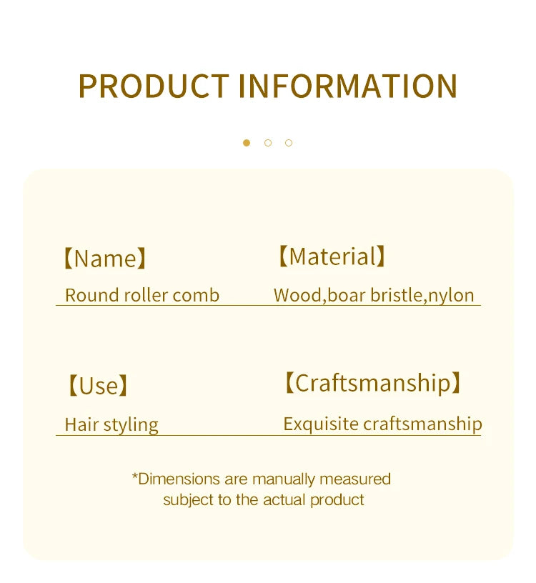 Professional High Quality 63 mm Boar Bristle Hair Wood Round Brush Long Hair Styling Comb Curly And Straight Hairdressing Comb