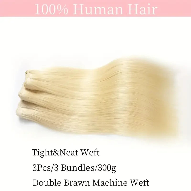 Straigh 613 Blonde 1/3/4 Brazilian Hair Bundles Straight Weave Remy 100% Human Hair Weft 24 26 28 30 32 34 36 38 40 Inch Bundle