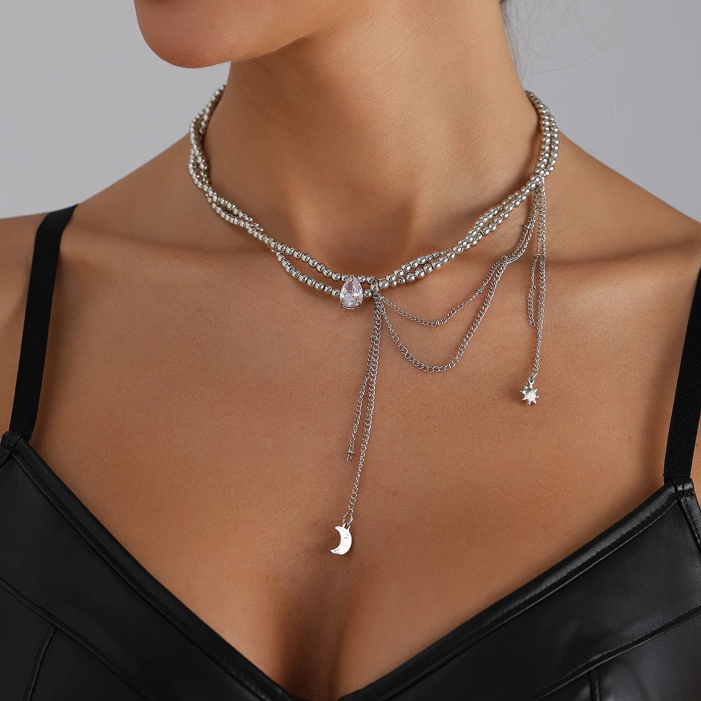 Geometric Multi Star Charm Necklace Women's Luxury Fashion Spicy Girl Style Jewelry Accessories