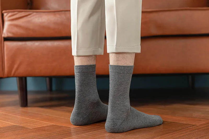 10 Pairs New Men's Cotton Socks Black Business Men Socks Soft Breathable Autumn Spring for Male White US6-10