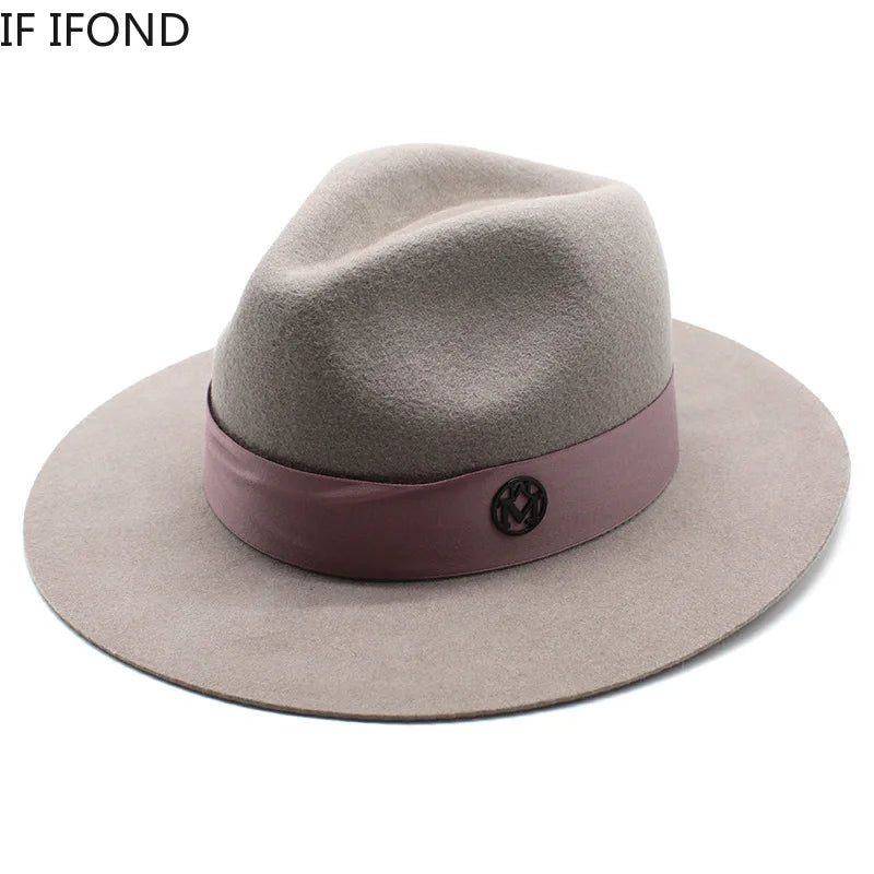100% Wool Fedora Hat - Wide Brim Floppy Jazz Cap