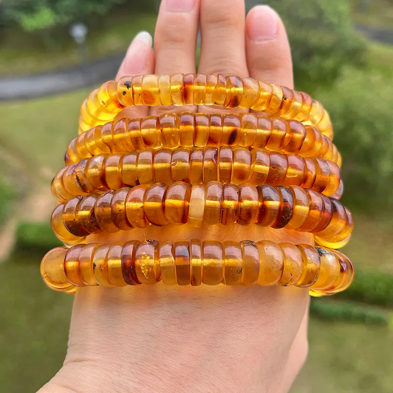 Baltic Plant Amber Bracelet for Women Gift Unique Handmade Irregular Golden Beads New Natural Stone Jewelry Supplier Wholesale