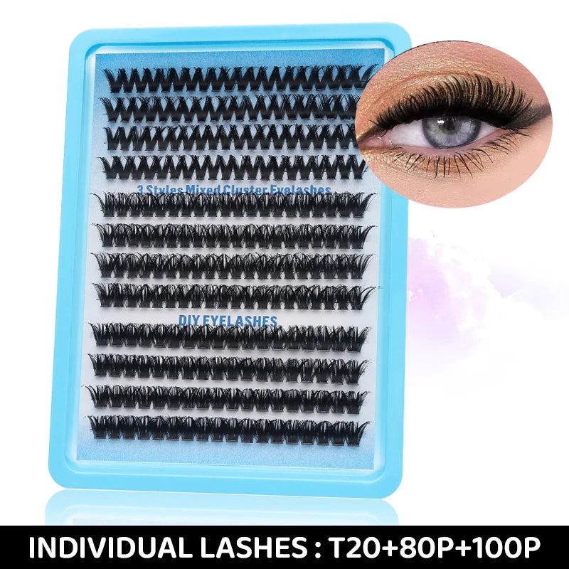 DINGSEN Eyelashes Cluster Soft Individual Lashes Eyelashes Extensions Volume DIY Eyelashes Kit Thick Cluster Eyelash Makeup