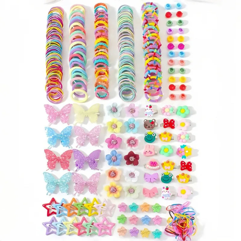 510-Piece Hair Accessories Set - Colorful Bows, Flowers & Stars