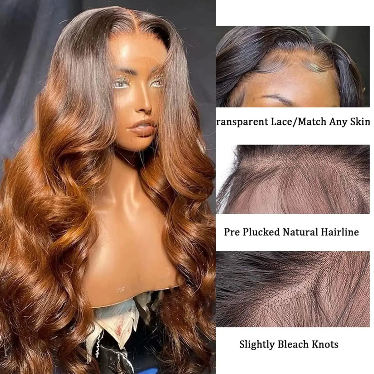 1B 30 Ombre Body Wave Human Hair Wigs 180% Density HD Transparent Lace Frontal Wigs 13x4 Lace Front Wig Pre Plucked Glueless Wig
