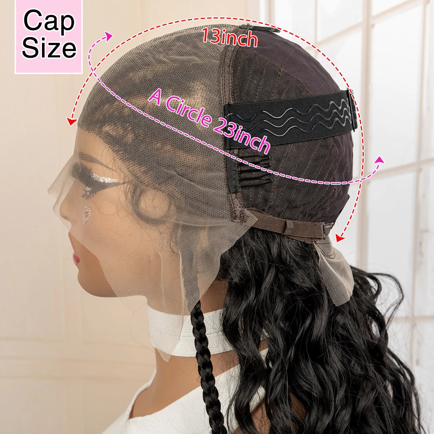 Synthetic Black Hair Wig with Braids for Women 28 Inch Wavy Natural Looking Synthetic Heat Resistant Fiber Wig for Daily Use