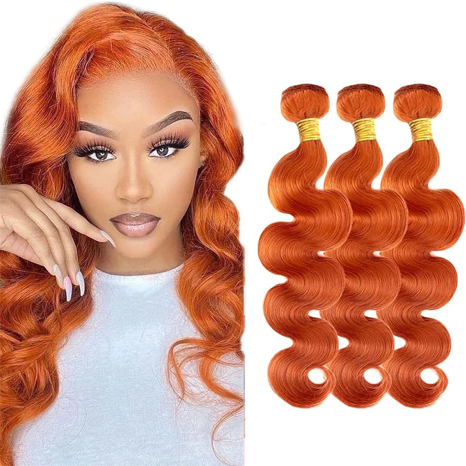 #350 Ginger Orange Body Wave Bundle - 13x4 HD Lace Closure & Bundles