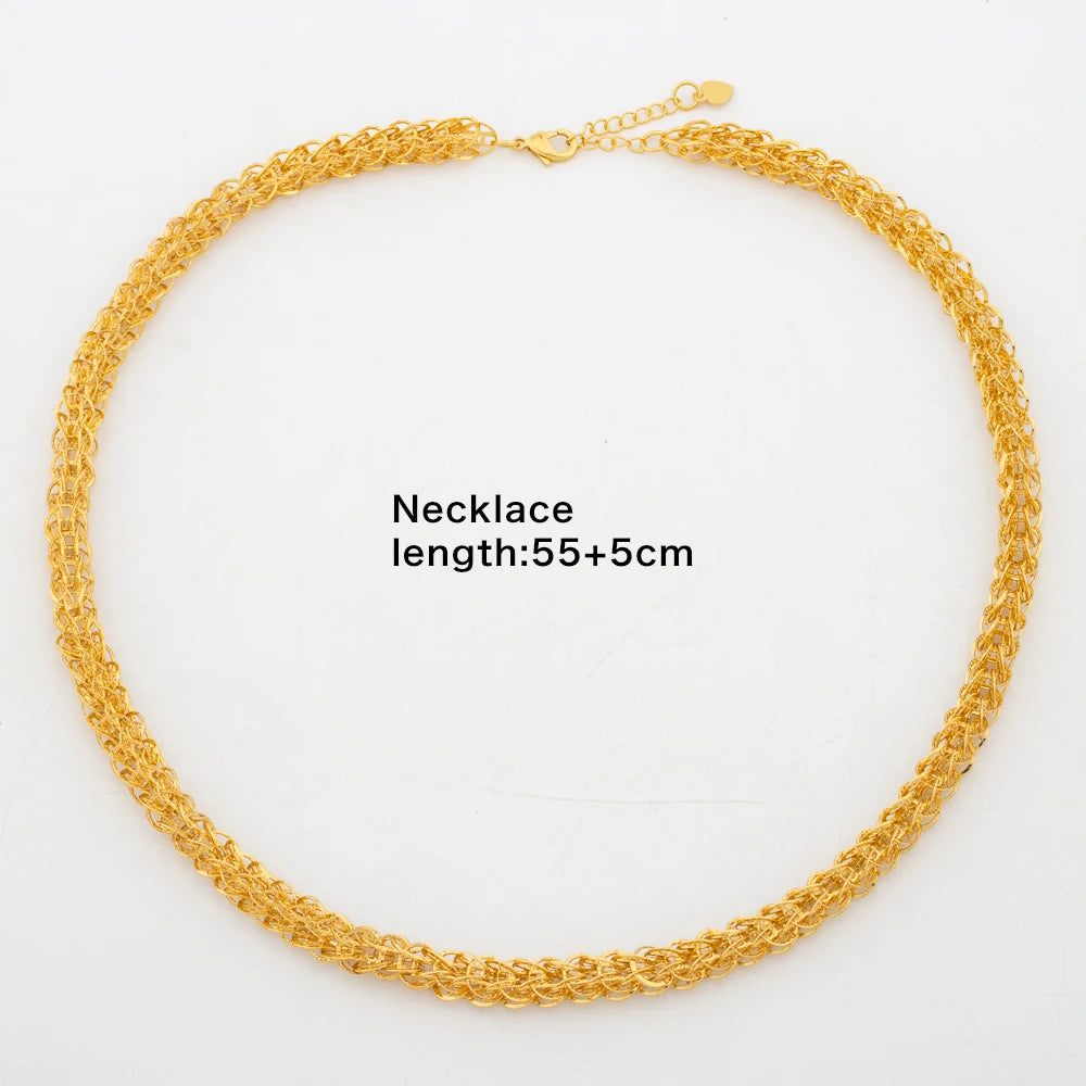 African Dubai Chain Necklace Jewelry Set for Women 18k Gold Color Choker Necklace Waist Belt for Weddings Bridal Jewelry Set