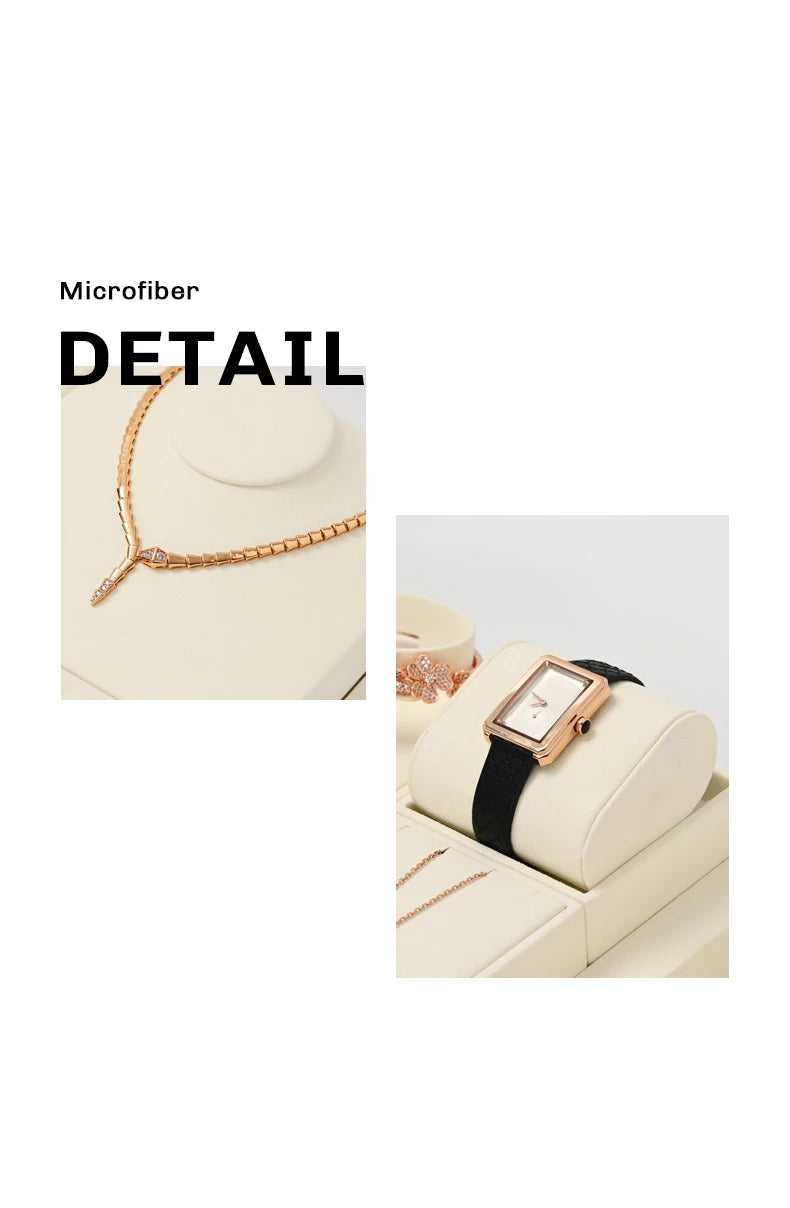 Oirlv Fashion Microfiber Jewelry Display Organizer Props Ring Pendant Necklace Holder Jewelry Rack Display Stand Sets Showcase