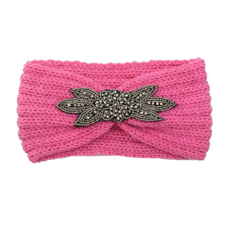 Knitted Rhinestone Butterfly Headband - Fashionable Hair Accessory