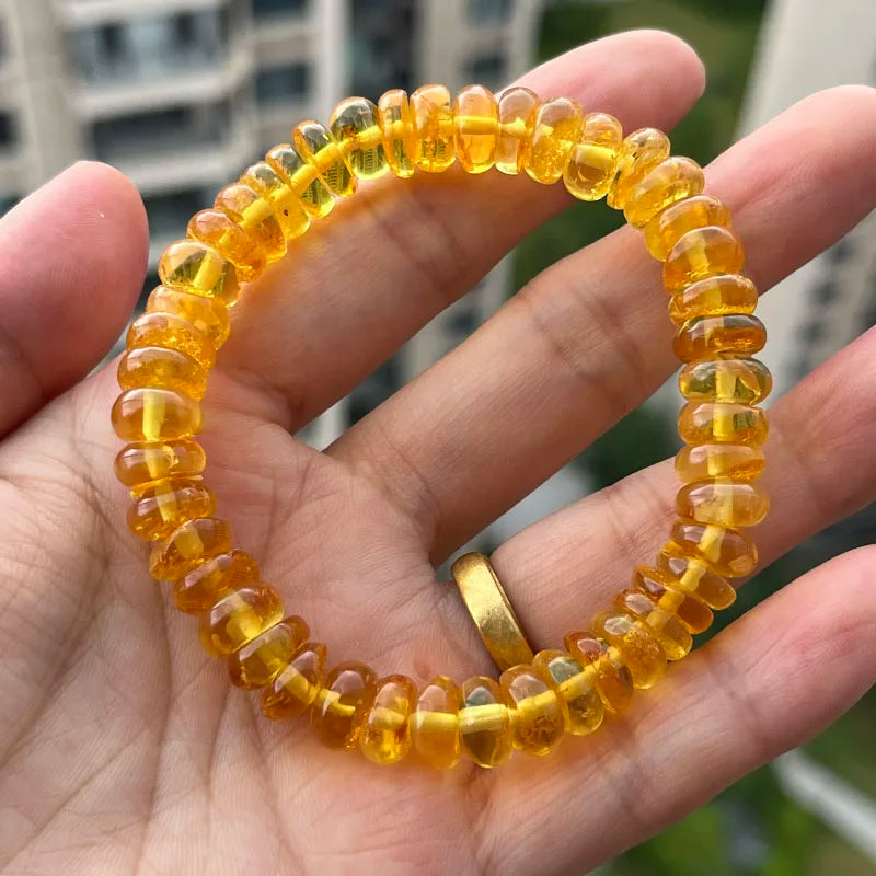 Baltic Plant Amber Bracelet for Women Gift Unique Handmade Irregular Golden Beads New Natural Stone Jewelry Supplier Wholesale