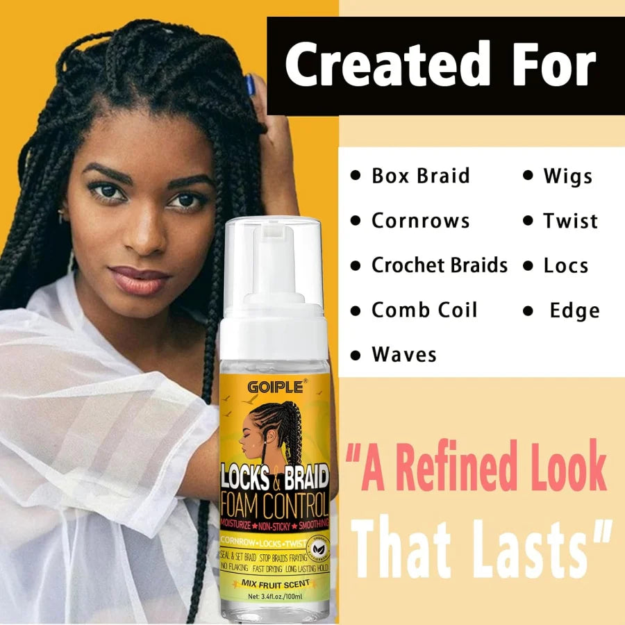 Edge Control Wax & Braid Mousse Set Twist Locs Braid Foam Styling Gel for Black Hair Braids Edge Smoother Rosemary Growth Oil