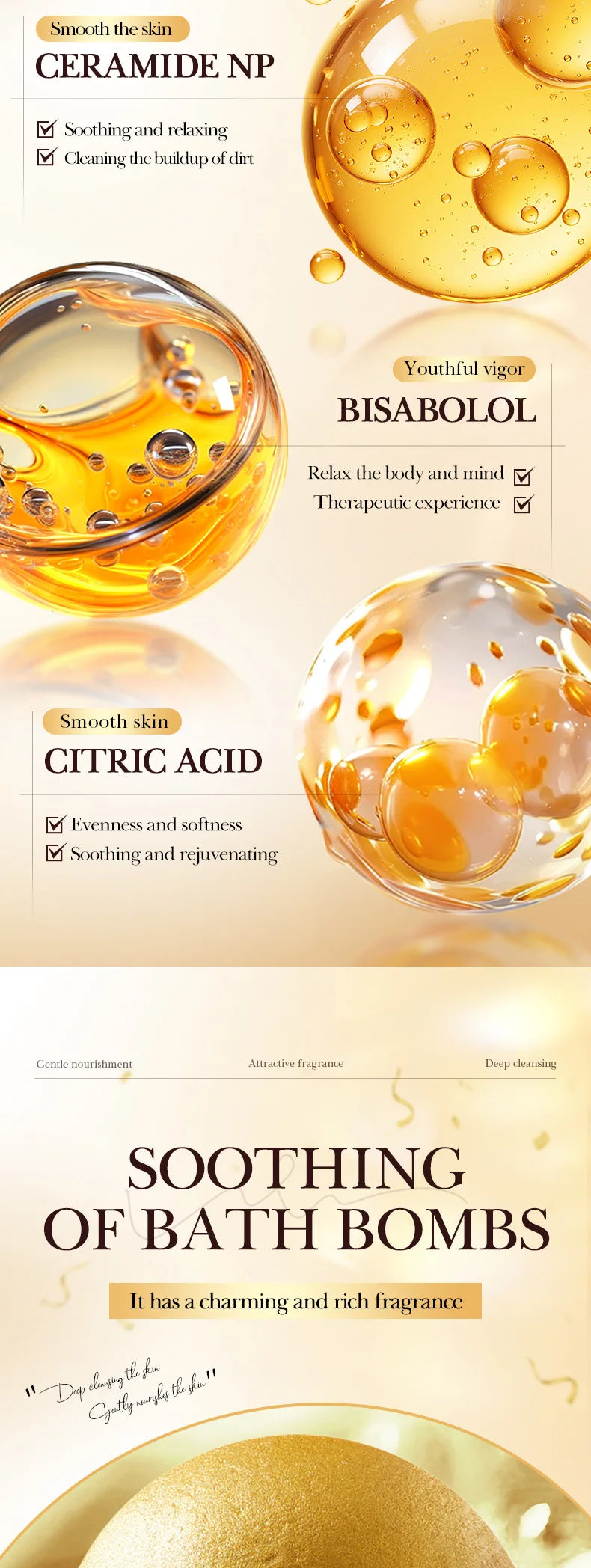 Gold Bath Salt Ball 100g (Sinking Ball) Deep Cleansing Body Bath Salt Ball for Relaxation And Skin Care