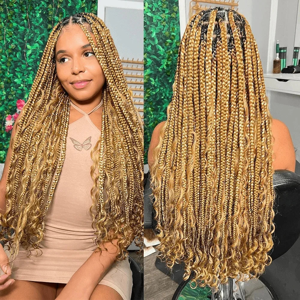 Blonde Human Braiding Hair for Boho Braids Highlights No Weft Virgin Brazilian Curly Deep Wave Bulk Hair Extensions for Braiding