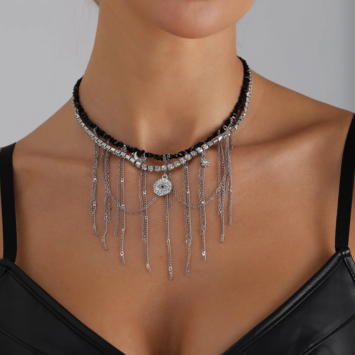 Geometric Multi Star Charm Necklace Women's Luxury Fashion Spicy Girl Style Jewelry Accessories