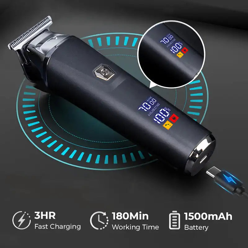Household Digital Display Professional Electric Hair Clipper Set Portable USB Chargeable Electric Clipper Cordless Hair Trimmer