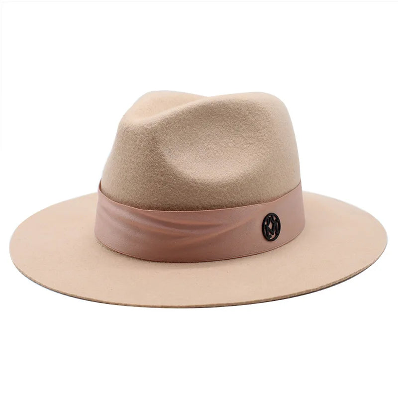 100% Wool Fedora Hat - Wide Brim Floppy Jazz Cap
