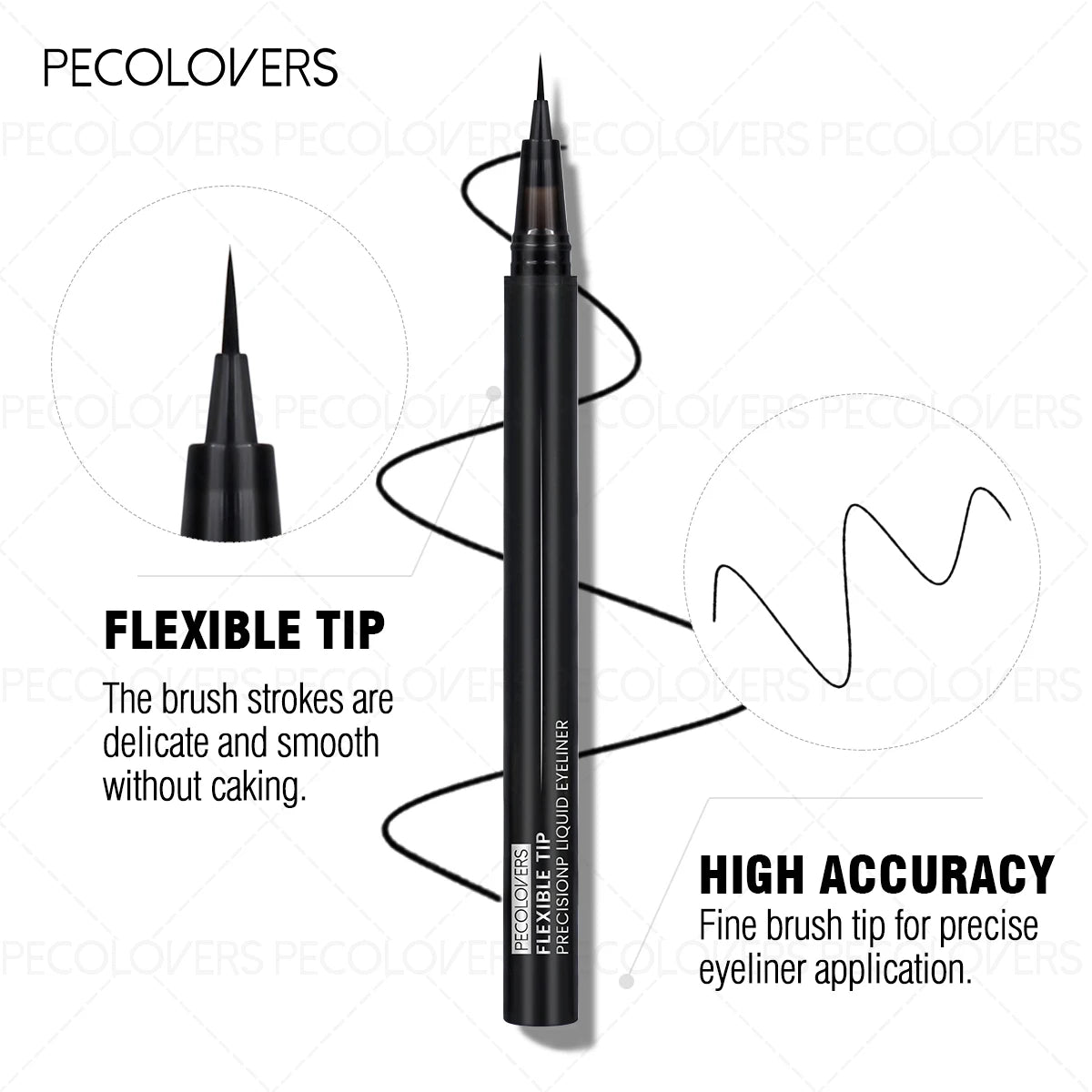 1pc Black Liquid Eyeliner, High Accuracy, Soft Texture & Flexible Tip Design & Long-lasting, Waterproof, 1pc, for All Skin Types