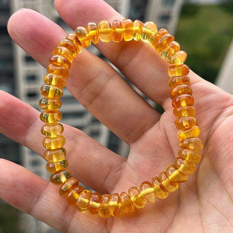 Baltic Plant Amber Bracelet for Women Gift Unique Handmade Irregular Golden Beads New Natural Stone Jewelry Supplier Wholesale