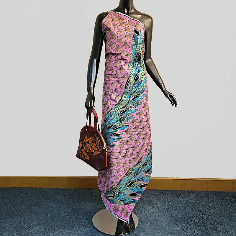 100% cotton wax printed fabric, printing with golden pearl powder, DIY making and sewing clothes, dress, shoes and bag