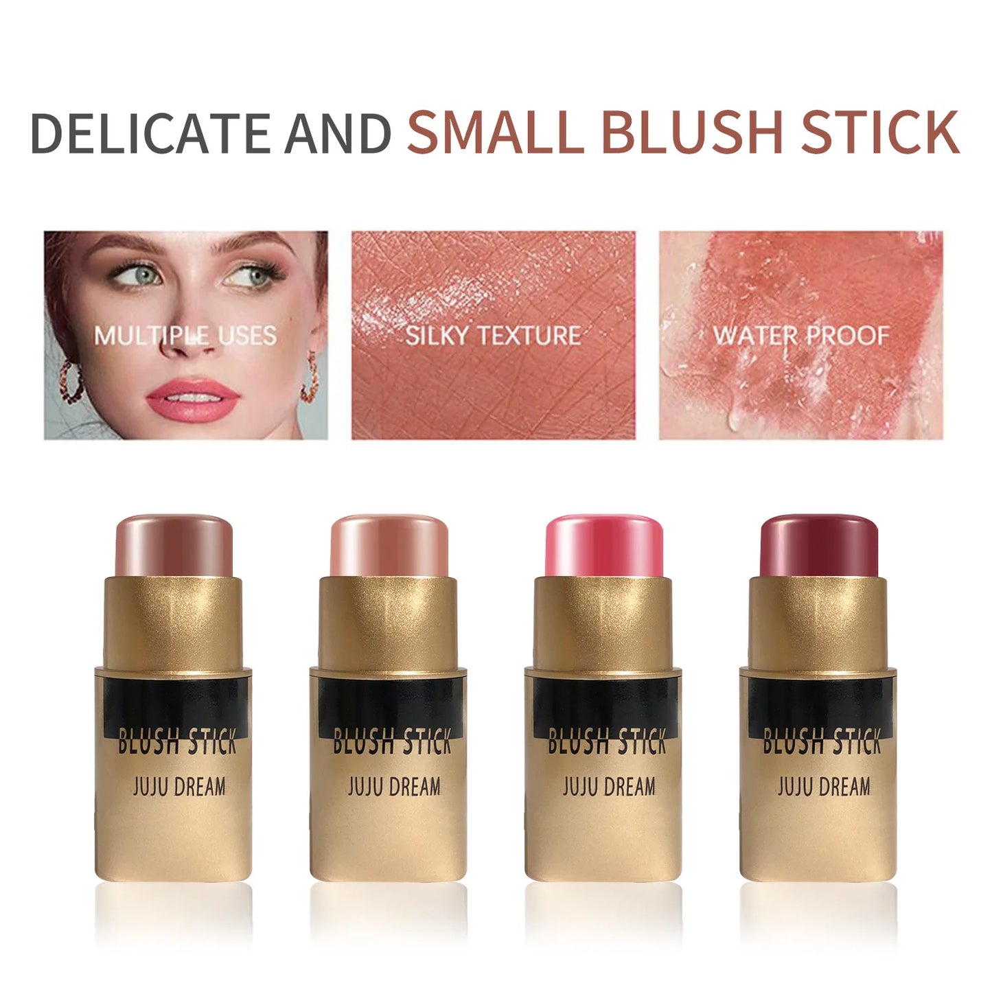 Blush Stick, Multi-Functional for Face & Lips, Natural Nude Makeup, Brightening Contour, Waterproof Long-Lasting, Unisex Safe