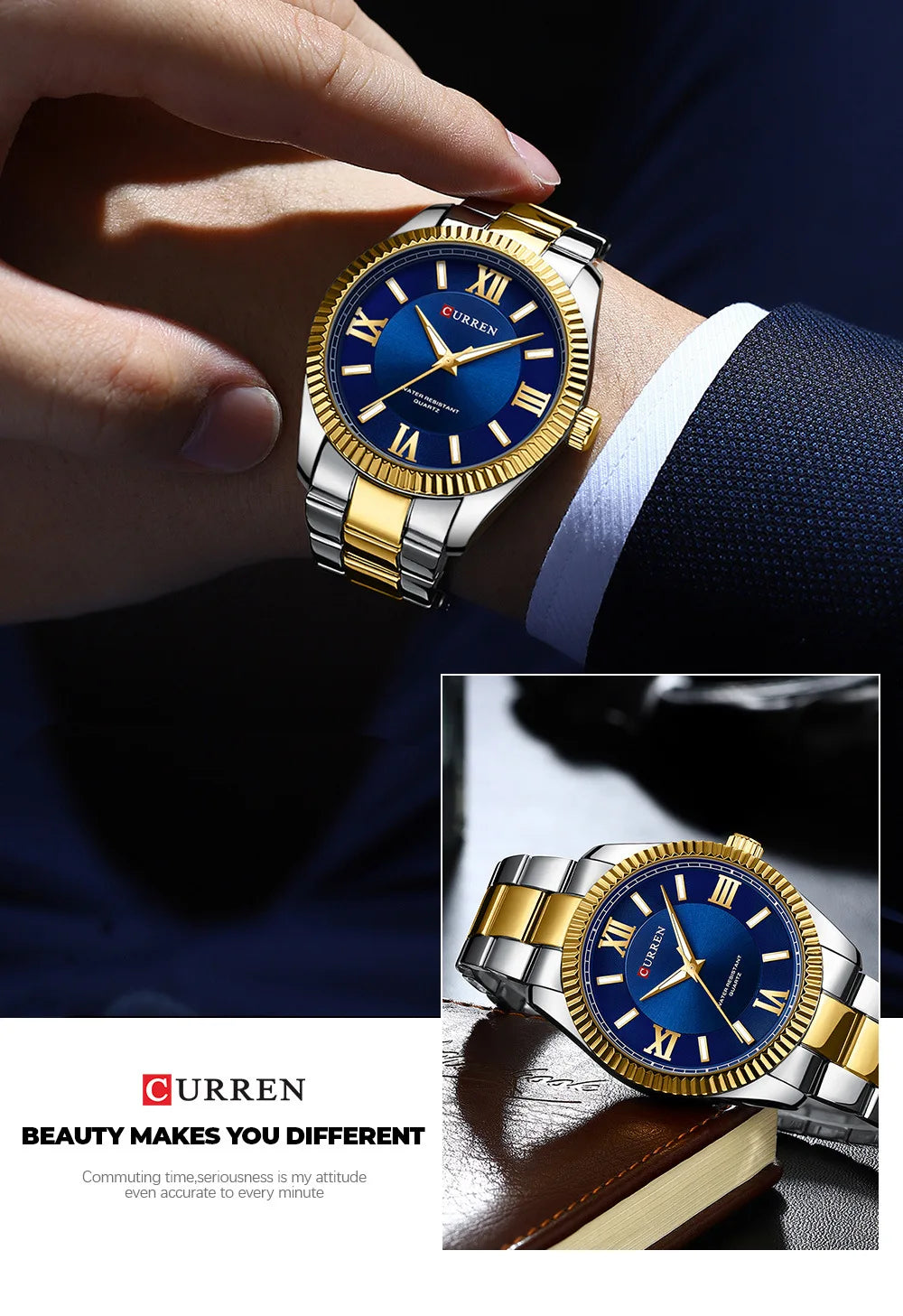 CURREN 8453 Men's Quartz Watch Fashionable Elegant Waterproof Luminous Stainless Steel Strap Business Men's Watch reloj hombre