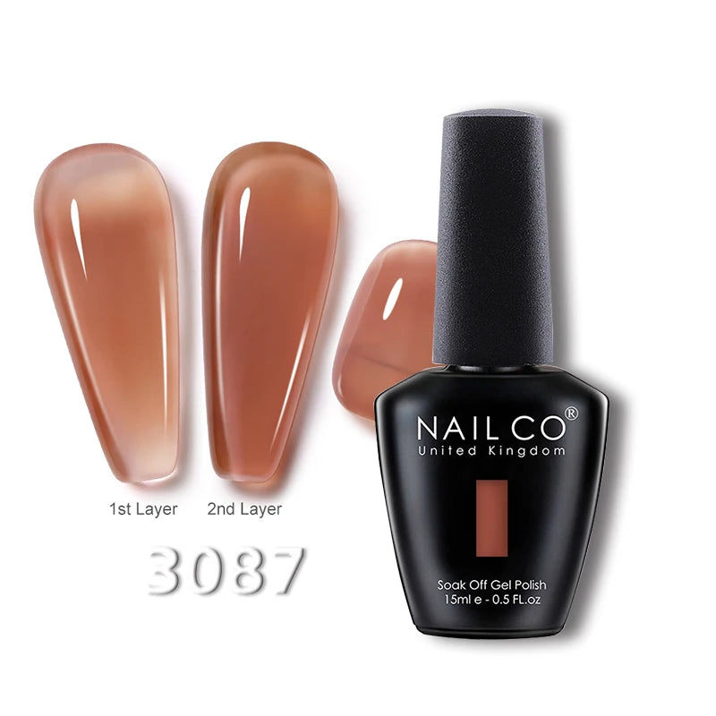 NAILCO 15ml Translucent Gel Nail Polish Semi-permanent Enamels Varnish For UV Nails Art Hybrid LED Nail Gel Transparent Manicure