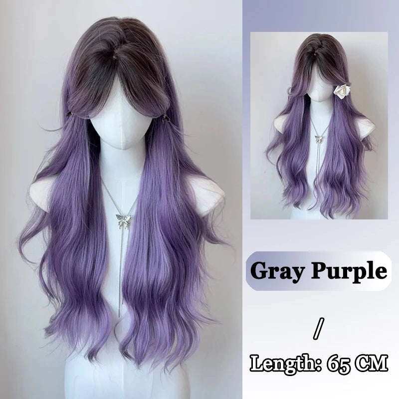 Platinum Blue Gradient Long Curly Wig - Heat Resistant Synthetic Cosplay