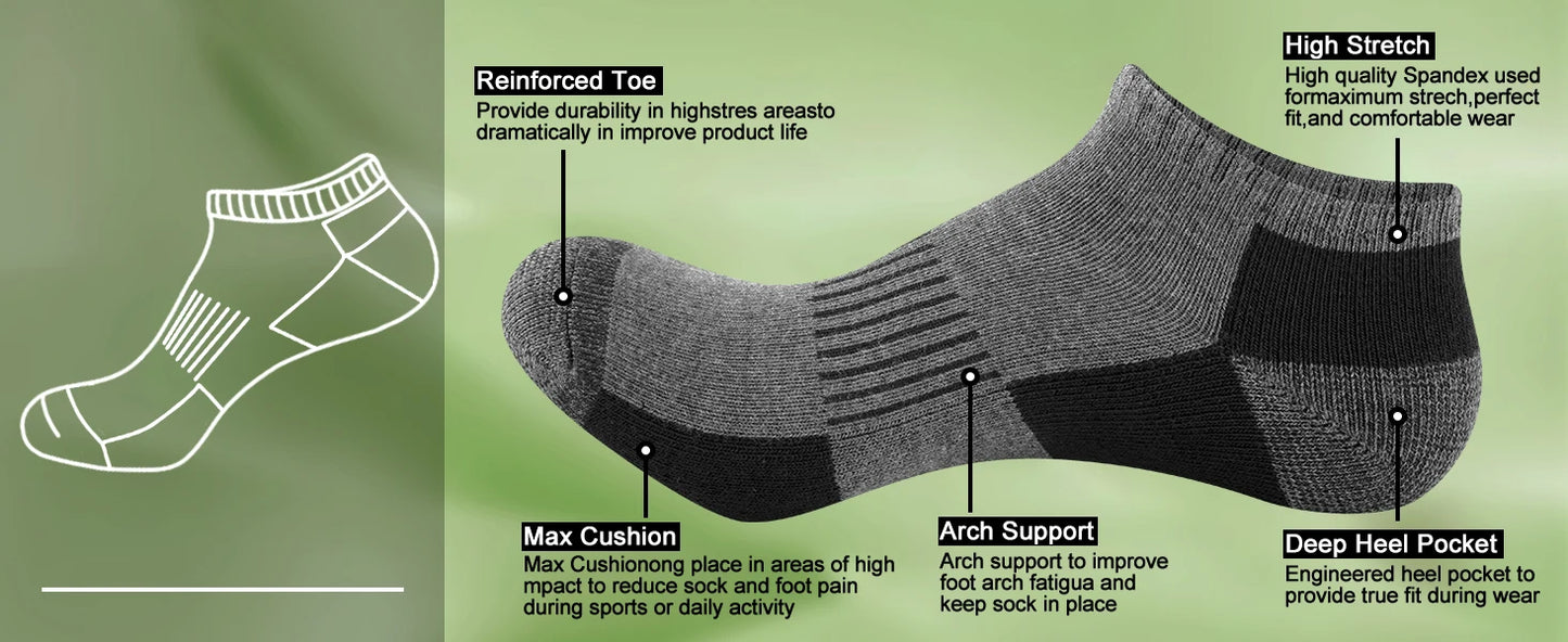 12 Pack Mens Cushioned Ankle Socks, Low Cut Breathable Casual Spring, summer, autumn Socks