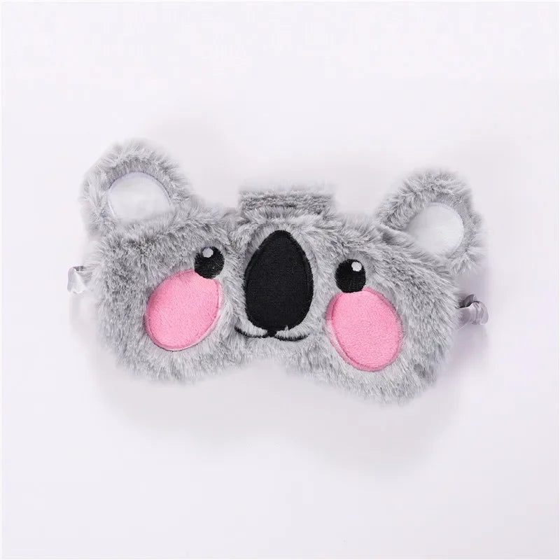 Plush Sleep Mask Cute Koala Rabbit Sort Blindfold Eye Band Aid Cover Night Dream Mask Cotton Bandage  for Sleeing Relax