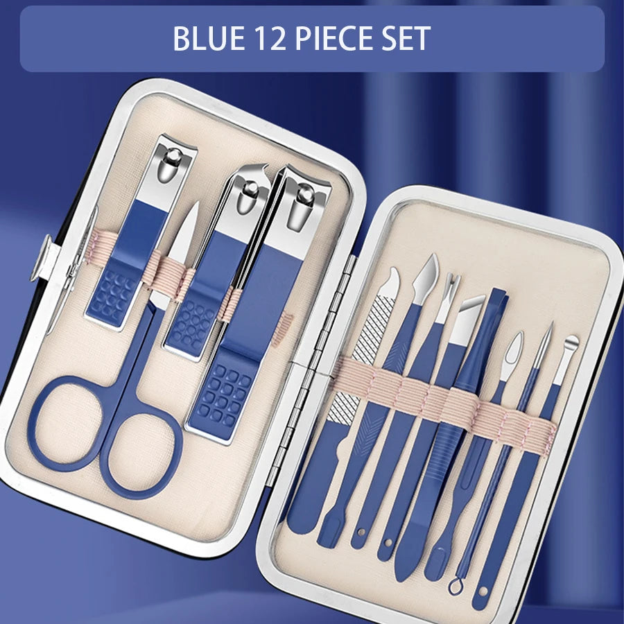 Professional Manicure Set 7-18 PCS Stainless Steel Nail Clipper Set Thick And Hard Nail Trimmer For Woman And Man Portable Set