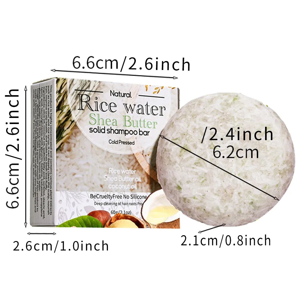 XF 60g Rice Shampoo Bar 100% Natural Organic Solid Soap for Hair Care Anti-Hair Loss and Repair Damaged Hair