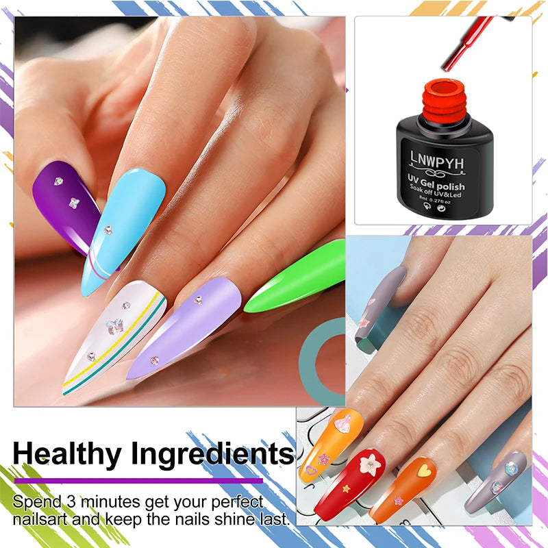 Nail Gel Polish Kit With LED Nail Lamp Semi-Permanent 27 Colors Soak Off Base&Top Coat Varnish Manicure Set For Nails Salon Kit