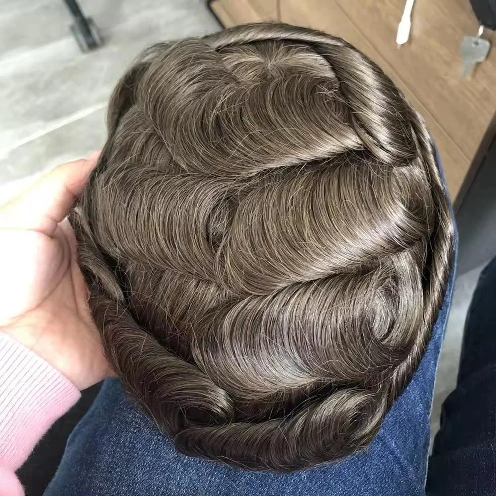 Men's Hair Replacement System - 30mm Wave Toupee with Skin Base