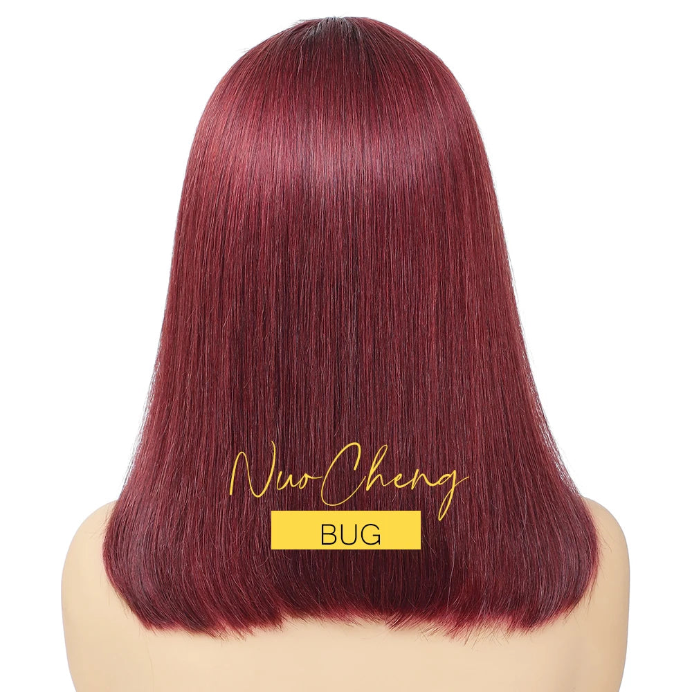 Wine Red 99J Bob Wig - 13x4 HD Lace Front Short Straight Human Hair