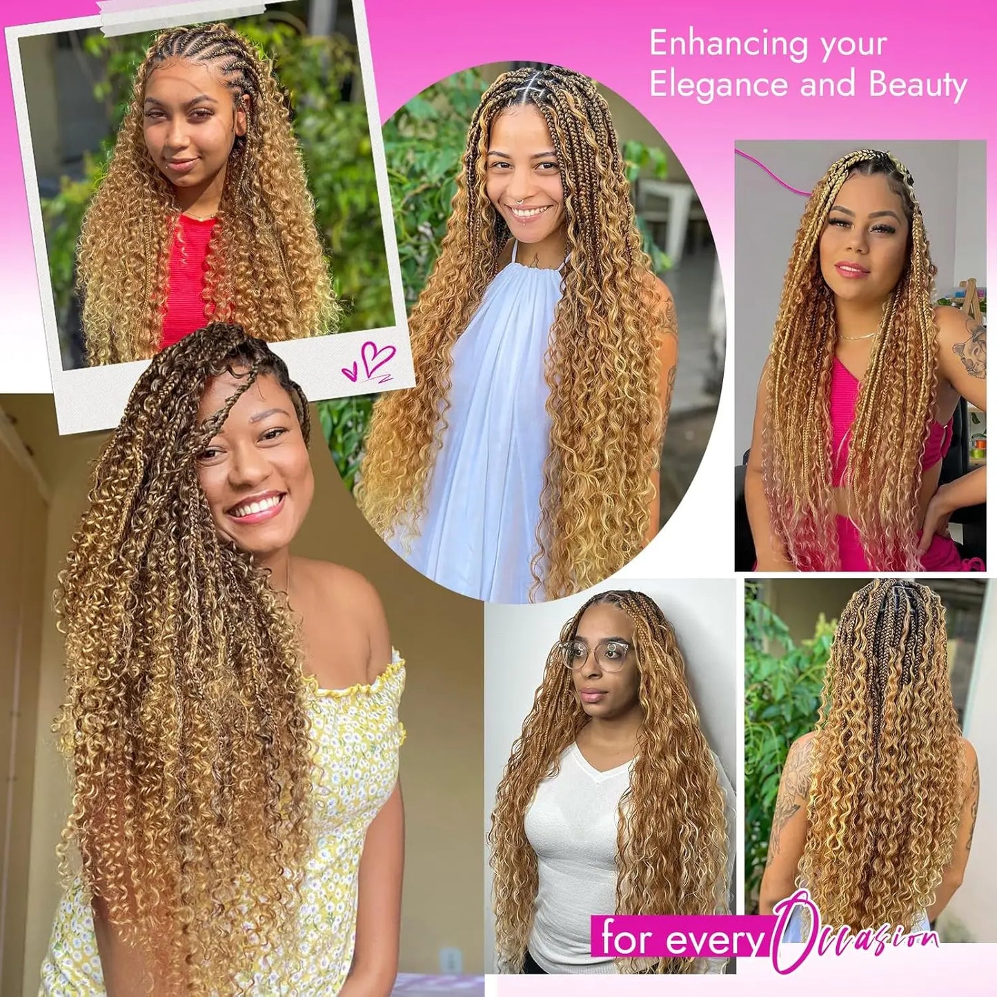 Blonde Human Braiding Hair for Boho Braids Highlights No Weft Virgin Brazilian Curly Deep Wave Bulk Hair Extensions for Braiding