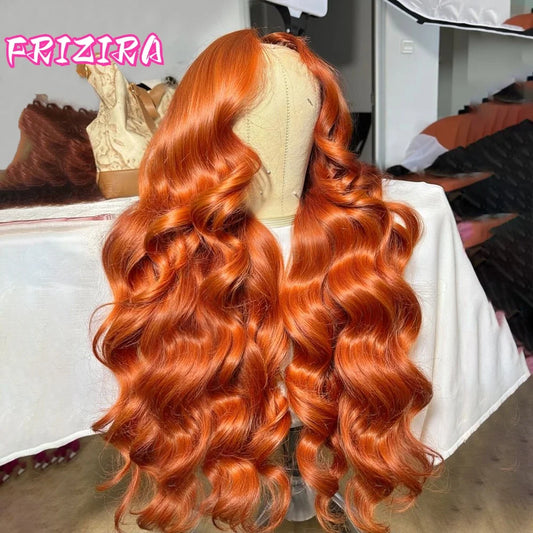 #350 Ginger Orange Body Wave Wig - 250% Density 13x6 HD Lace Front
