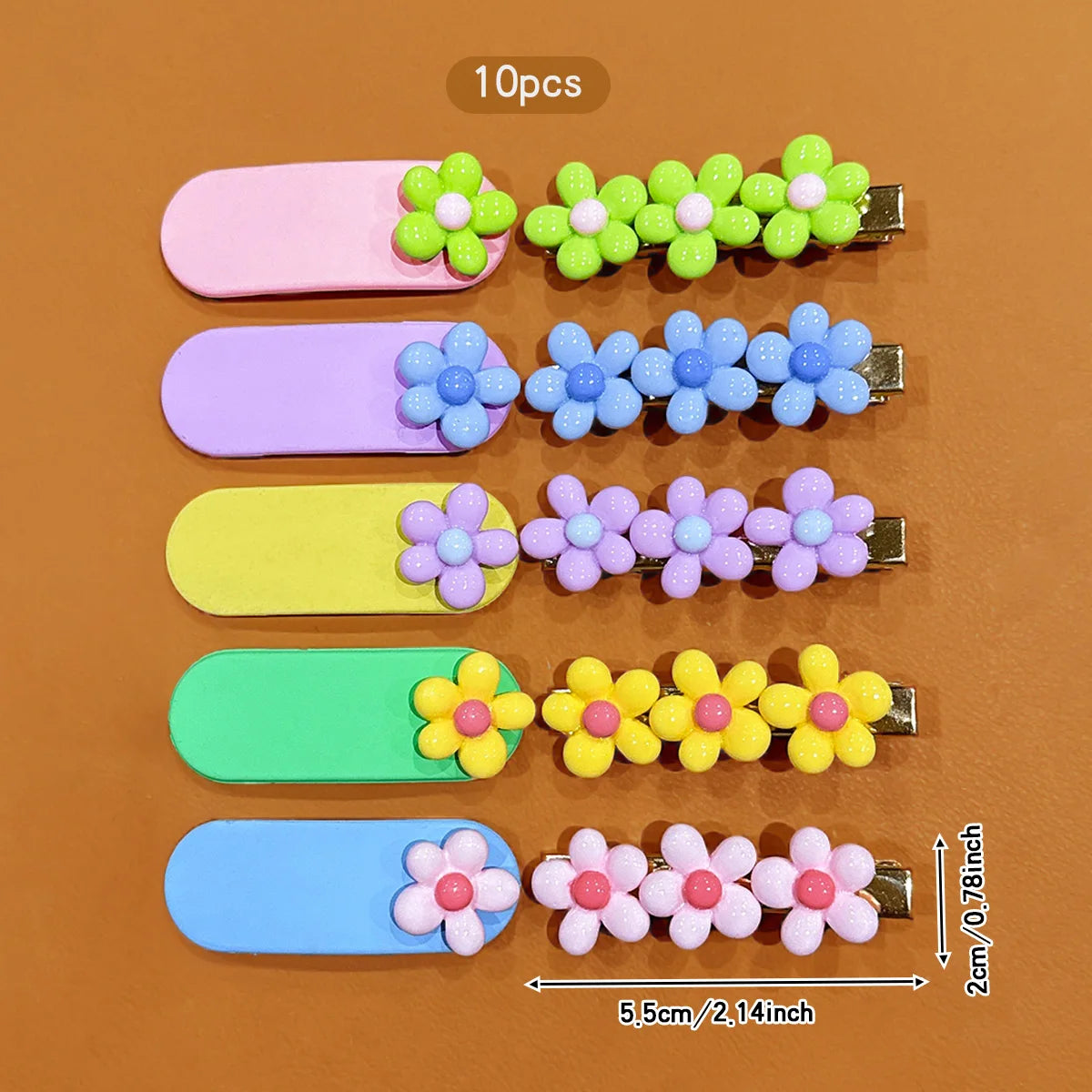 10pcs Flower Hair Clips - Cute Korean BB Clips for Daily Use