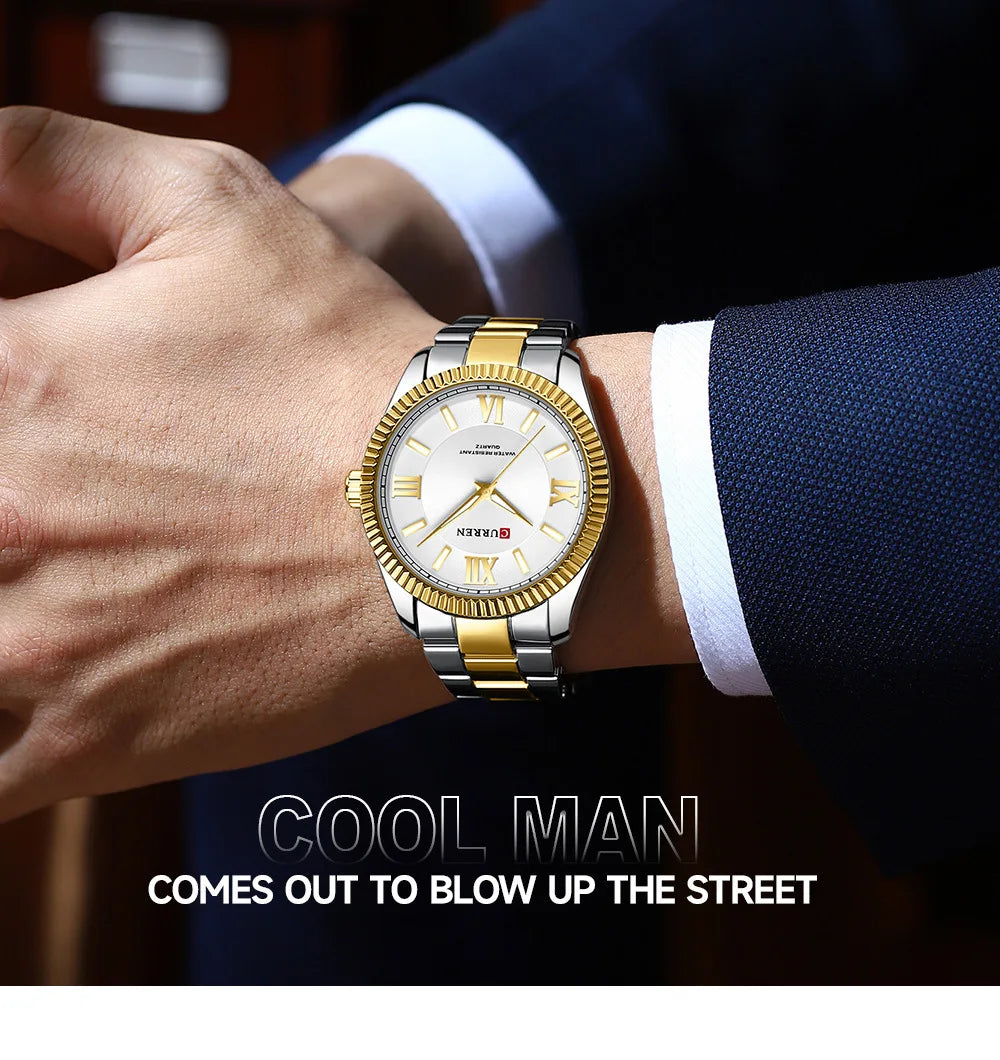 CURREN 8453 Men's Quartz Watch Fashionable Elegant Waterproof Luminous Stainless Steel Strap Business Men's Watch reloj hombre