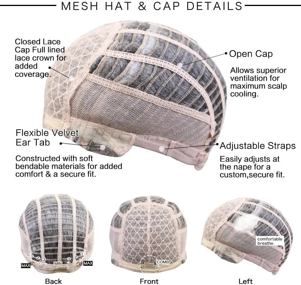 Short Pixie Cut Silvery Gray Blend Hair Wigs for Women with Bangs Ash Natural Straight Layered Human Hair Mixed Synthetic Fiber