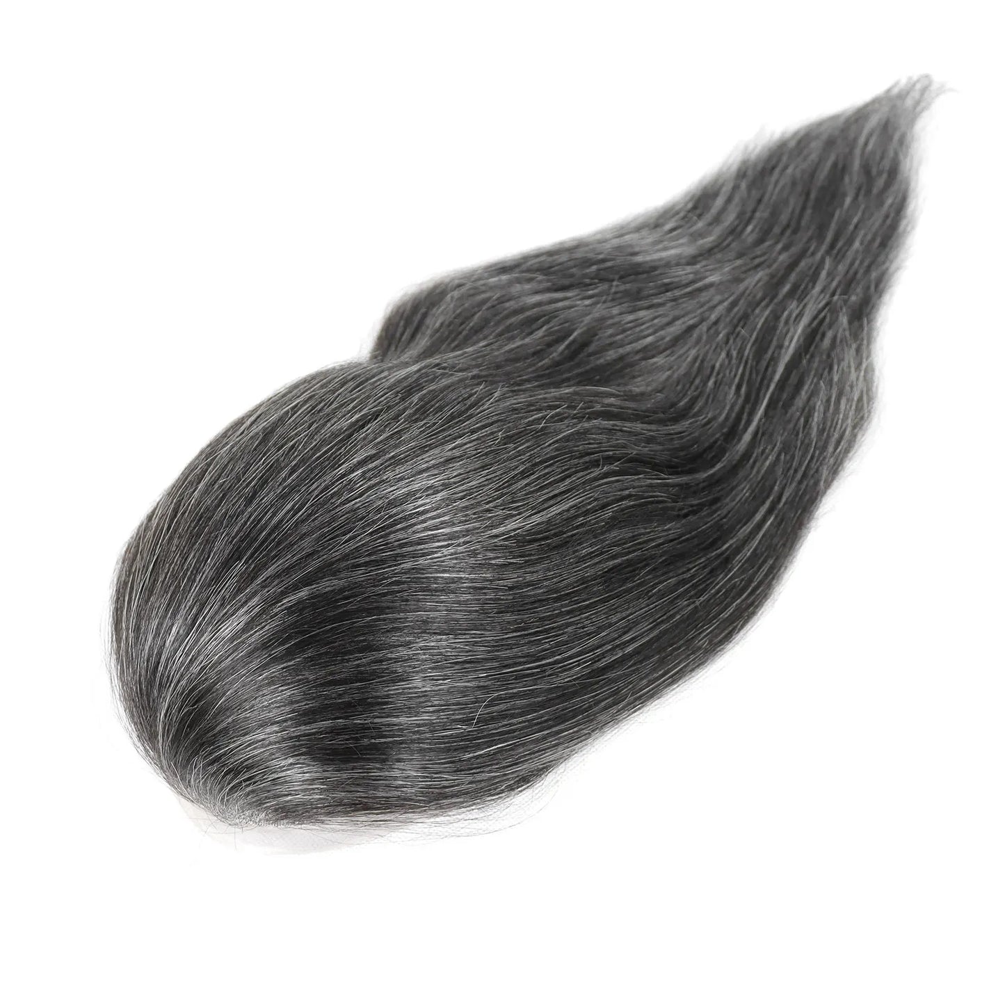 12Inch Long Hair Prosthesis Lace Front PU Toupee for Men Human Hair Natural Hairline Man's Wig Replacement System Black Brown